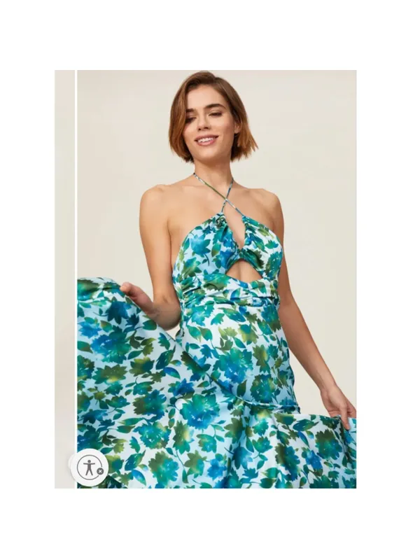 Amur Edie Floral Ruffle Cascade Halter Maxi Dress - Image 7