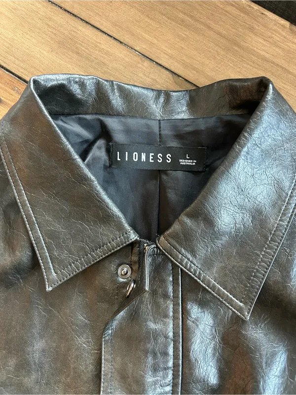 Lioness Kenny Vegan Leather Bomber Jacket L - Image 7
