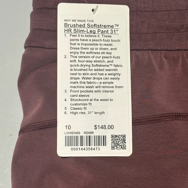 NWT lululemon softstreme HR slim-leg pant 31” size 10 - Image 3