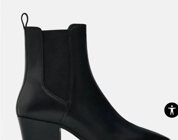 Zara HEELED LEATHER ANKLE BOOTS size 38 - Image 3