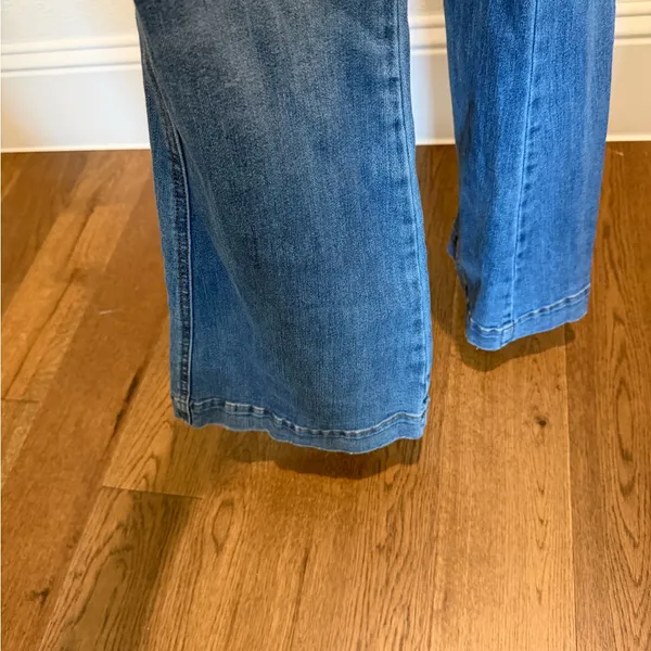 Judy Blue Denim Overalls Small Button Front Flare Leg Stretch Bib Jeans - Image 3