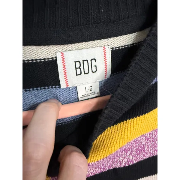 BDG‎ Urban Outfitters Striped Oversized Sweater Black Yellow L Boyfriend Fit - Image 7