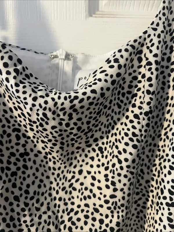 Black and White Spotted Cowl Mini Dress - Image 3