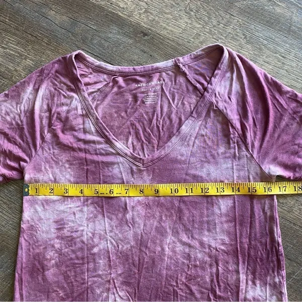 American Eagle V Neck Top Purple Tie Dye Wine Pink - Image 9