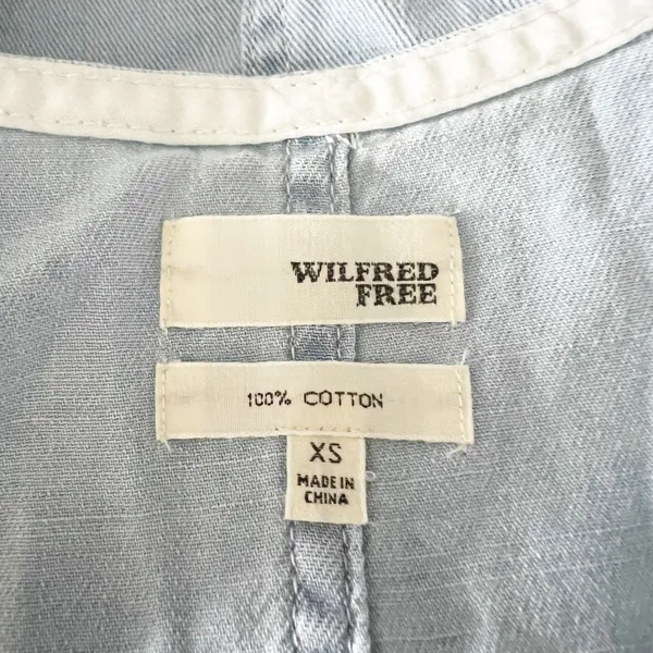 Wilfred Free Aritzia Arlenis Cotton Denim Chambray Sleeveless V Neck Tank Blouse - Image 2