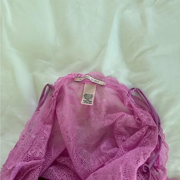 Victorias Secret Sheer Lace Slip Dress Floral Pink See Through Sexy - Image 7