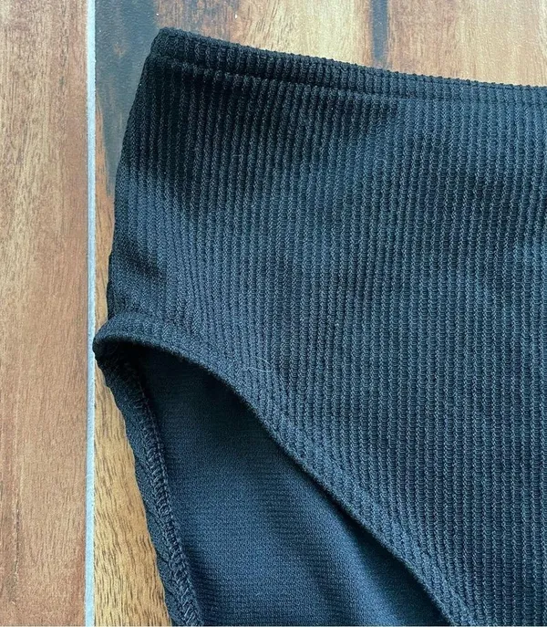 Missguided NWT Black Ribbed High Waisted Bikini Bottom Mix & Match Size 6 - Image 4