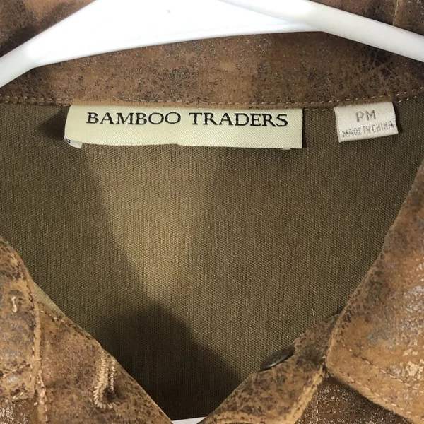 BAMBOO TRADERS Faux Leather acket size Petite Medium Brown - Image 5