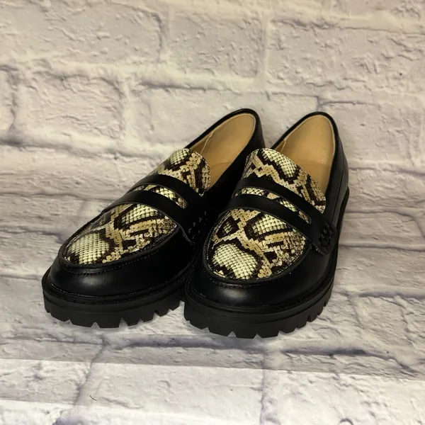 Journee Collection Black and Snake Pattern Loafers - Image 2