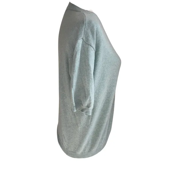 Bianco & Blu Cashmere Silk Wool‎ Knit Sweater Blue Teal Made in Italy Womens L - Image 5