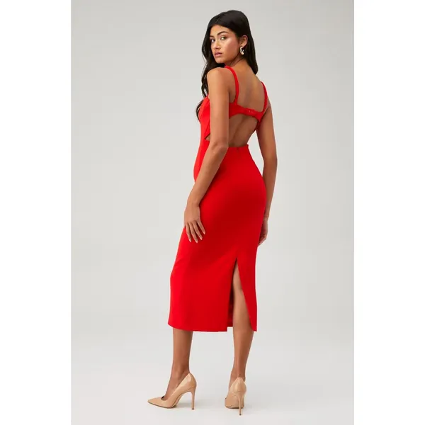 Bardot Vienna Midi Dress in Flame Orange 2 New Womens Cut out Cocktail - Image 13