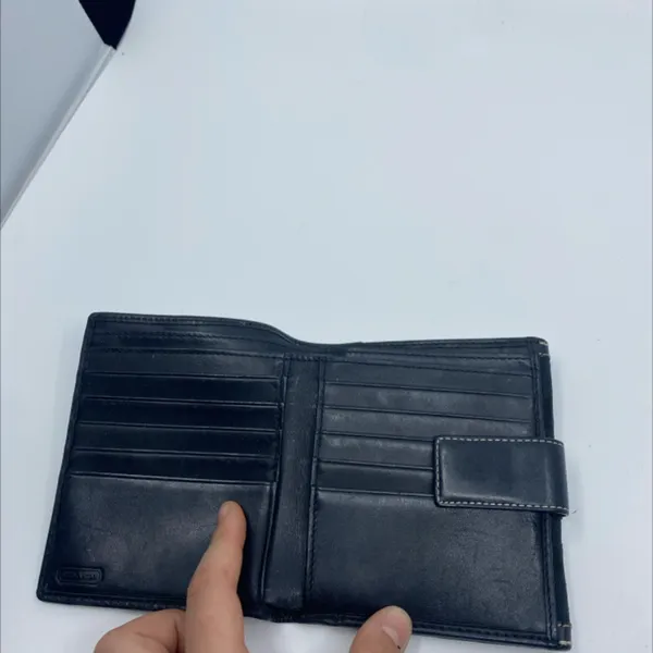Coach Bi-Fold Black Signature C Canvas & Leather Wallet - Image 5