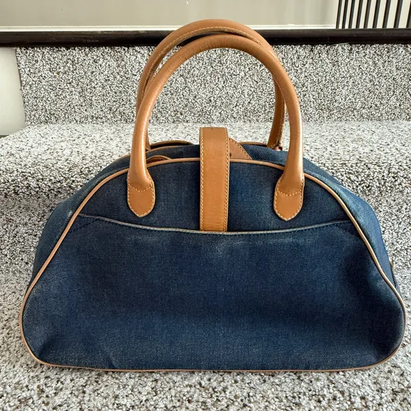 Christian Dior Vintage Denim Saddle Bowler Bag, dark wash, large size - Image 2