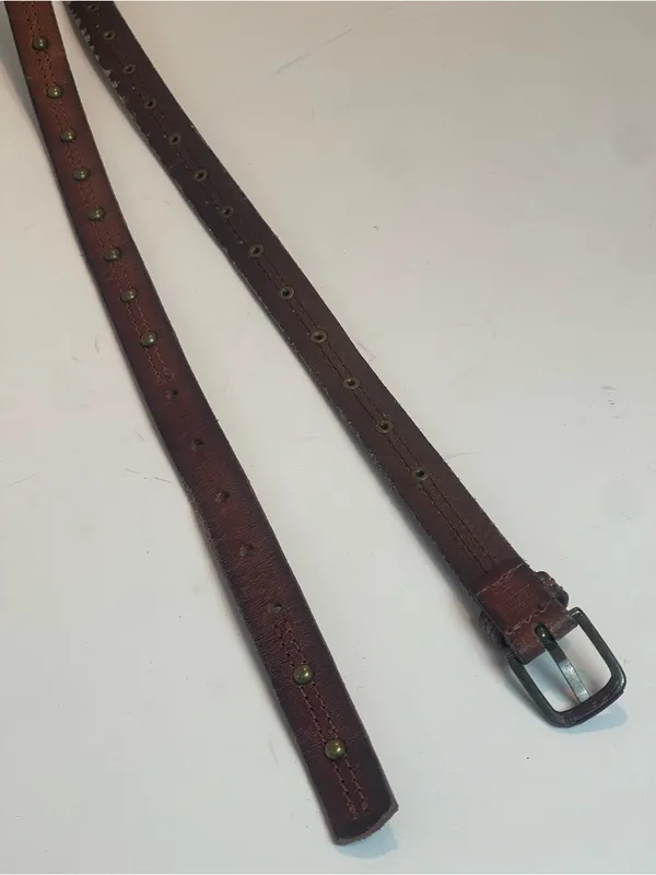 Source Unknown Vintage Brown Genuine Leather Belt Studded Detail Boho Western Style Size XL - Image 5