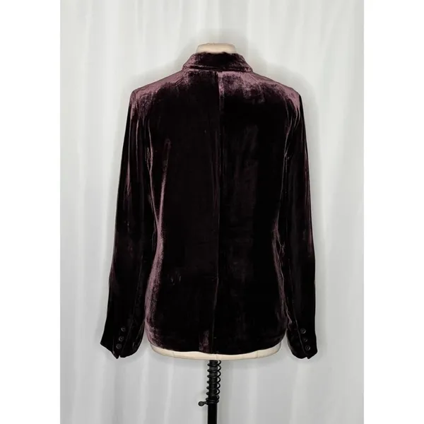 SUNDANCE Purple Silk Velvet Sofia Boyfriend Blazer Jacket Two Button Solid 10 - Image 6