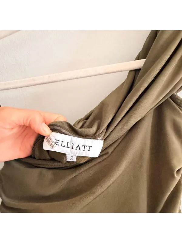 Elliatt Miley Ruched Green Khaki Dress - Image 6