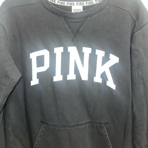 Victoria’s Secret PINK Logo Crewneck Sweatshirt XS Black - Image 2