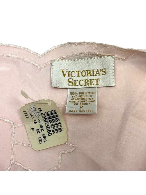 Vintage Victorias Secret Pink Satin Floral Embroidered Robe W/Scalloped Edges SM - Image 6