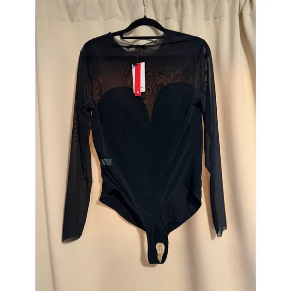 Popilush Shapewear Illusion Mesh Long Sleeve Tummy Control Bodysuit Sz XL - Image 4