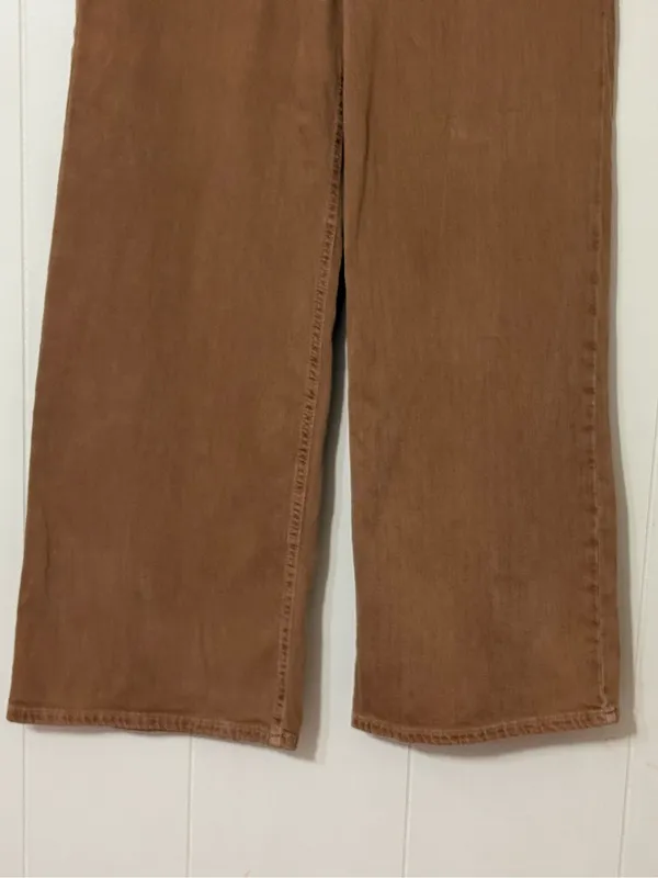 American Eagle Super High Rise Baggy Wide Leg Jeans Brown Size 2 Stretch - Image 3
