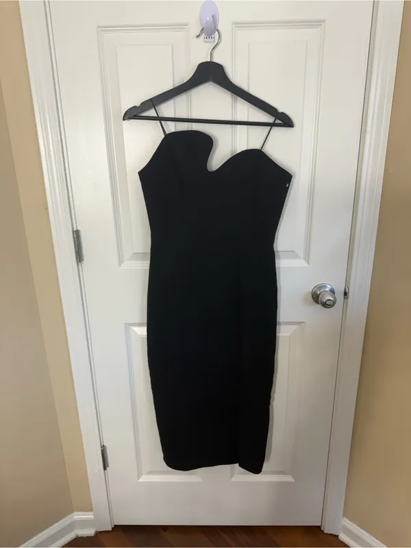 Amanda Uprichard Puzzle Strapless Midi Dress in Black M - Image 2
