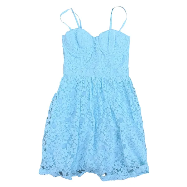 Abercrombie & Fitch Women's Sleeveless Lace‎ Mini Dress S Light Blue Corset Y2K - Image 2