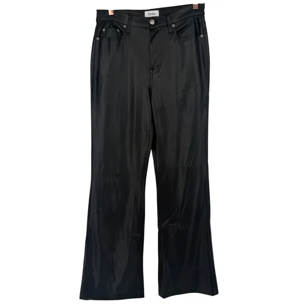 Pistola Stevie High Rise Wide Leg Pants Slate Black Faux Vegan‎ Leather Size 28 - Image 3