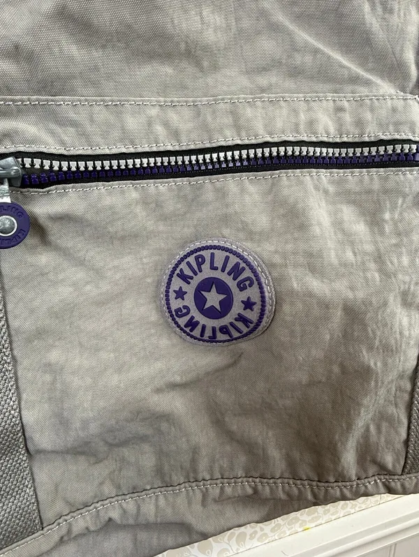 Kipling Gray and Purple Large Nylon Tote Bag - Image 13