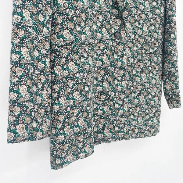 Mango MNG Floral Print Longline Blazer One Button Oversized Women's XXS - Image 5