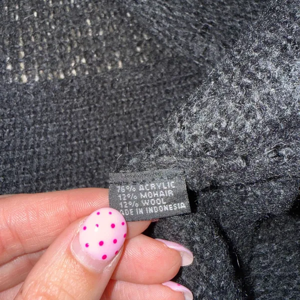 Wooden Ships Cardigan Women S/M Black Excellent Mohair Wool Open Front Peplum - Image 4