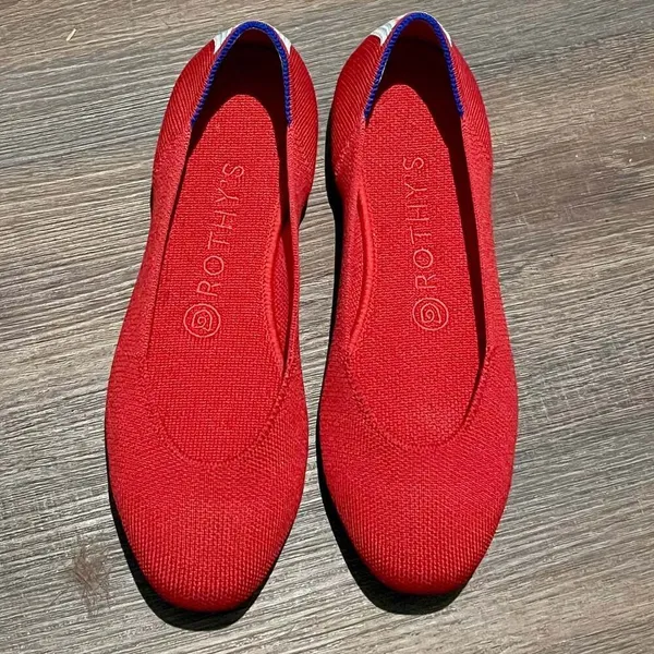 Rothy's Women's The Flat in Cardinal Red Round Toe Knit Ballet Flats Size 7 - Image 2