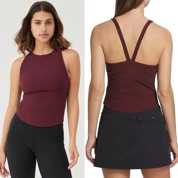 OUTDOOR VOICES SuperForm Rib High Neck Tank Top in Shiraz Size L - Image 2