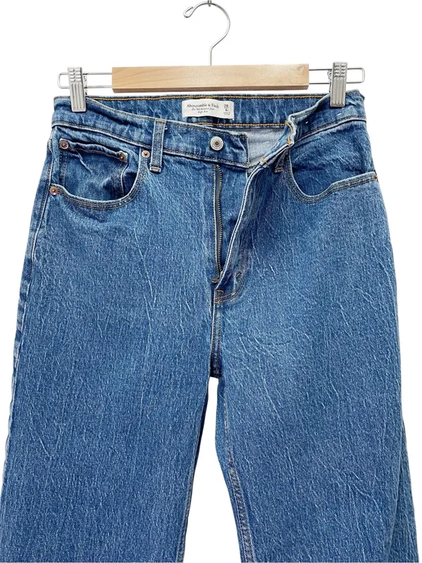 Abercrombie & Fitch 90s Relaxed Jeans 28 6R High Rise Straight Leg Medium Wash - Image 5
