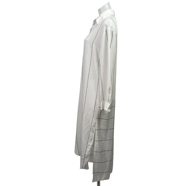 Zara Women's White Striped Long Sleeve Relaxed Button Down Midi Shirt Dress XS - Image 2