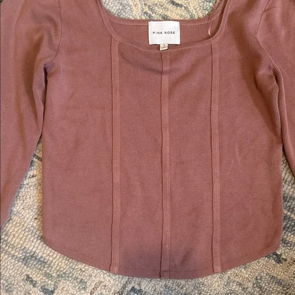 Pink Rose Square-Neck Corset Sweater Top Size Large - Image 4