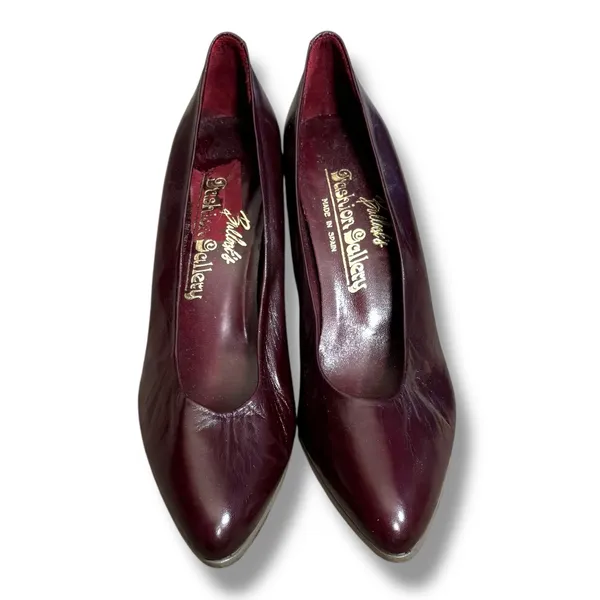 Vintage 80s Burgundy Leather Heels Size 7N Miguel Hernandez Bullock’s Spain‎ - Image 10