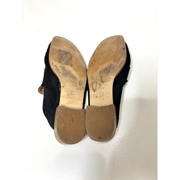 Free People At Ease Black Embossed Suede Loafer Mules 39.6 - Image 8