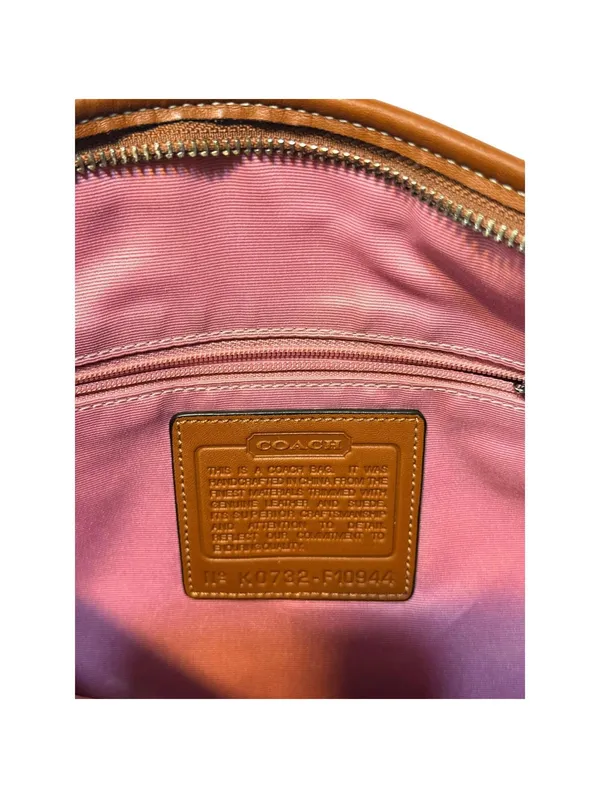 Coach Pink Signature Jacquard bag Suede Trim Leather Strap Shoulder Purse Y2K - Image 3