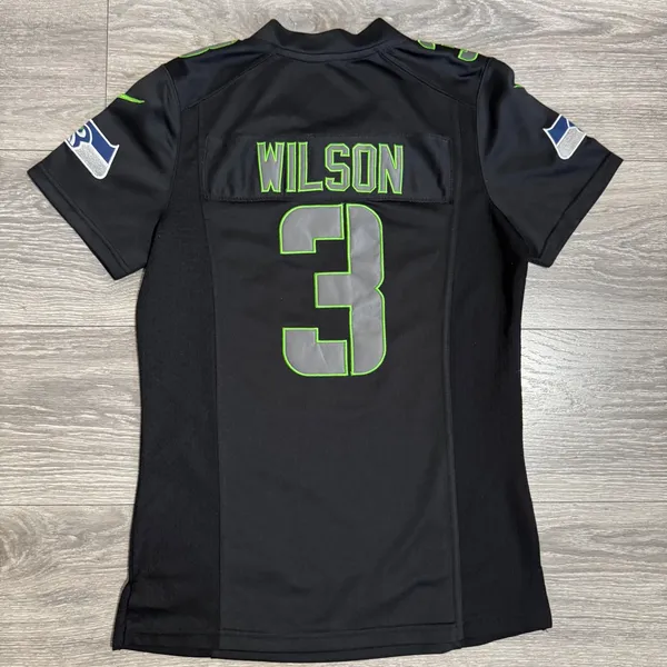 Nike Seattle Seahawks Russell Wilson 3 Womens Jersey Black Green S NFL‎ On Field - Image 2