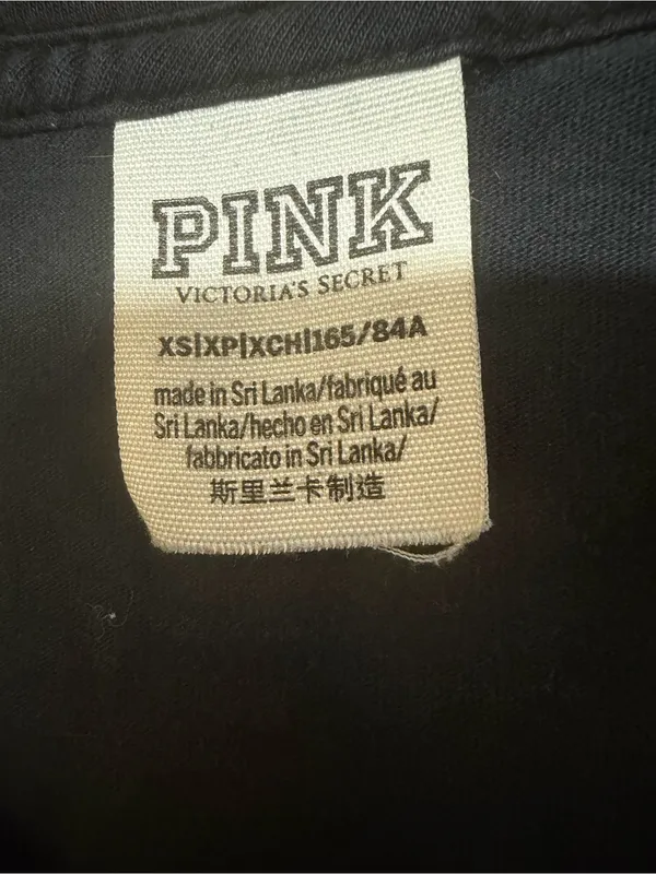 PINK Victoria's Secret Black Long-Sleeve Pocket Tee with White Logo - Image 6