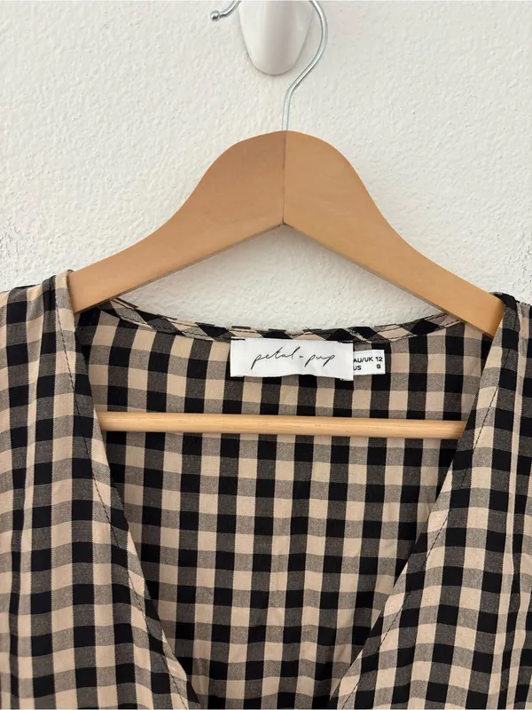 Petal & Pup black and tan gingham midi dress - Image 4