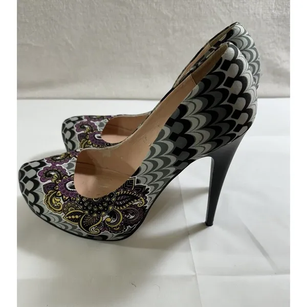 ANDREA Pink‎ & Black 4” Heels Floral Sexy Pumps- Size 8 - Image 2