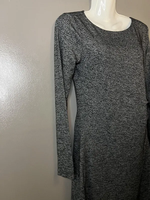 LOFT Dress Womens Small Gray Knit Long Sleeve Ruched Side Sheath Work Office - Image 3