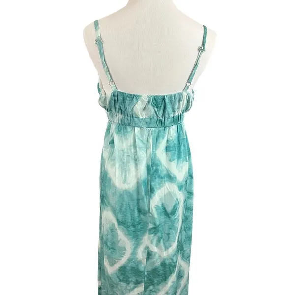 Sadie & Sage Green Linen Blend Tie Dye Maxi Dress M - Image 3