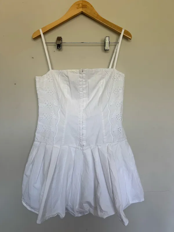 ZARA White Mini Dress With Eyelet Details - Image 3