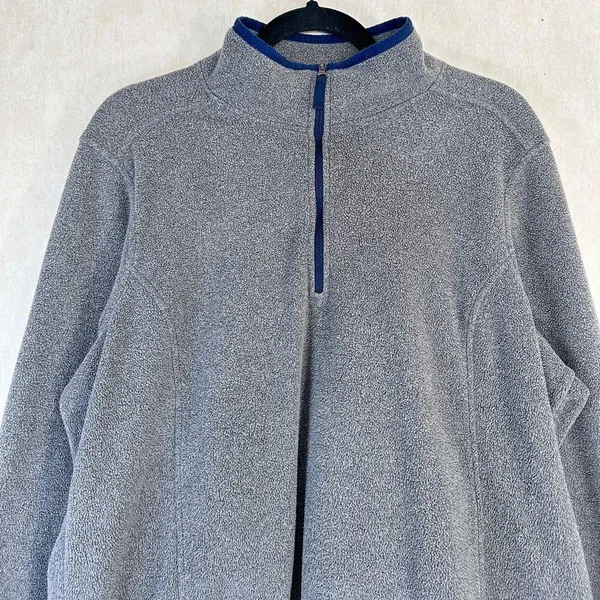 L.L. Bean 1/4 Zip Pullover Fleece Gray Outdoor Hiking Light Jacket Size XL - Image 3