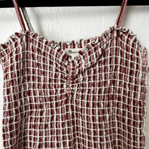 Madewell Jacquard smocked tank top in stripe▪️size XS - Image 3
