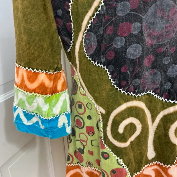 Rising International Patchwork Tunic Dress XL Cotton Boho Hippie Artsy Festival - Image 5