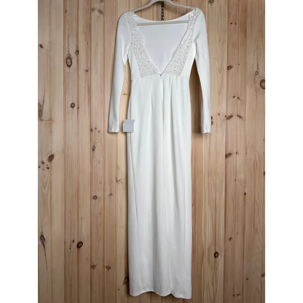 NWT Lulus Romantic Moments White Lace Long Sleeve Dress Open Back Wedding Sz XS - Image 7