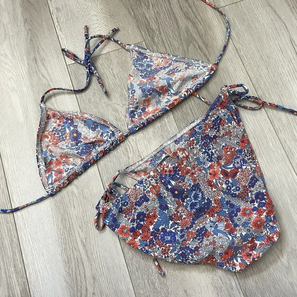 Sessun Floral Bikini triangle tie strap womens Blue (small) swim feminine beach - Image 2